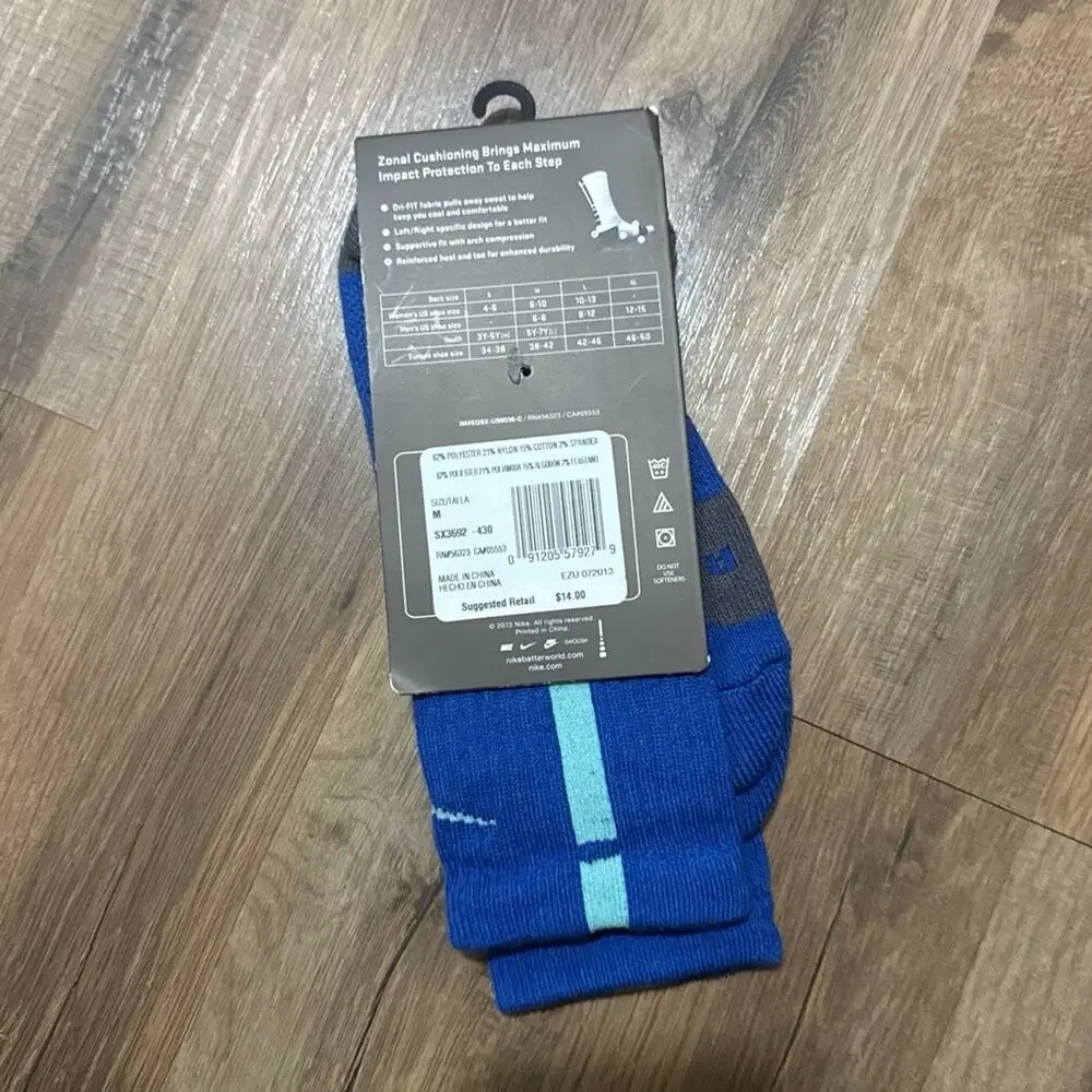 2013 Nike Elite Cushioned Basketball Dri-Fit Blue vintage Crew Socks
